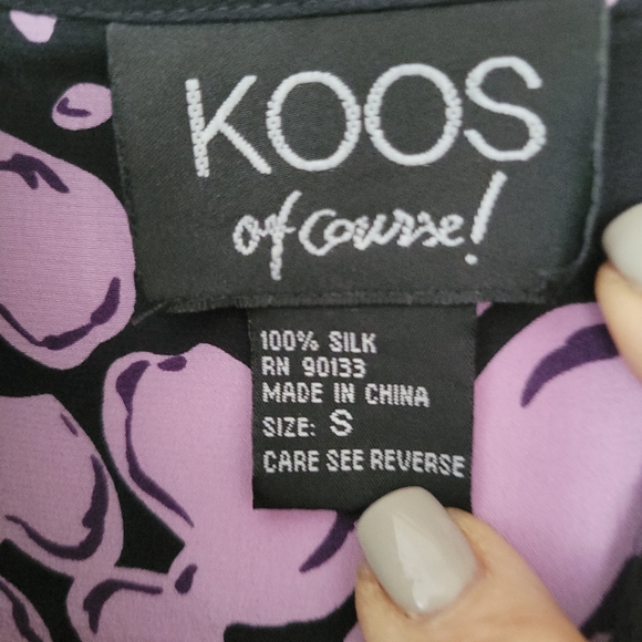 Koos Of Course Shirt Womens Small Colorblock Floral Silk Button Up Long Sleeve - Picture 3 of 4